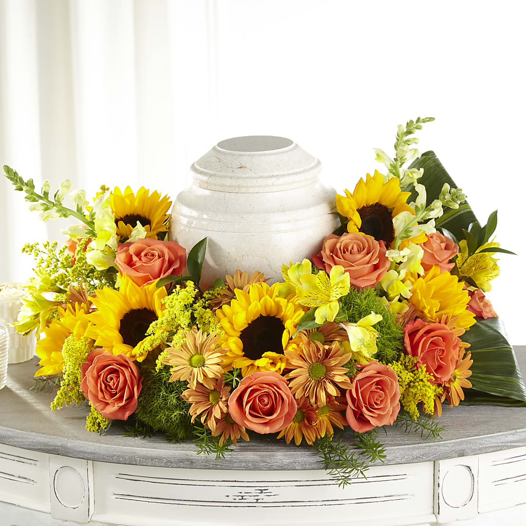 Faithful Sunflower Cremation Adornment – Hummelstown Flowers, Hummelstown PA
