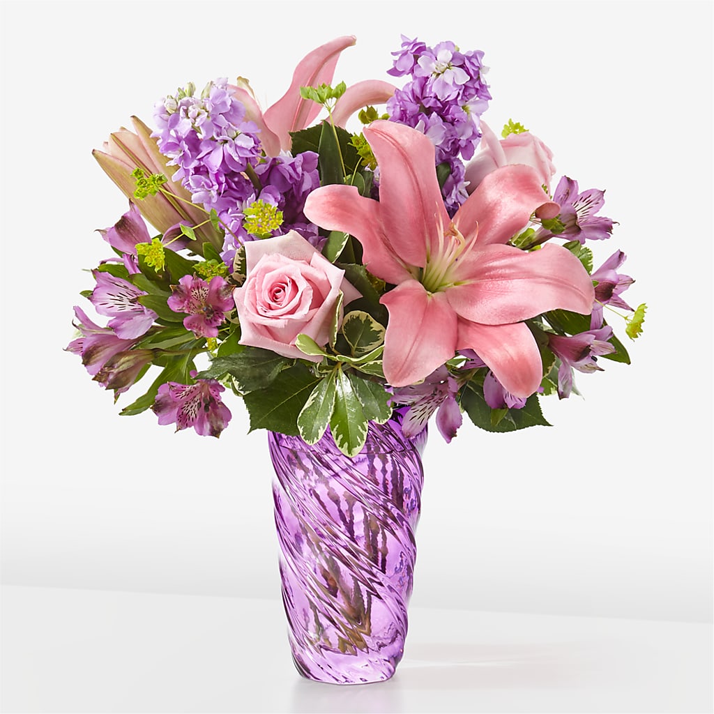 Precious Petals Bouquet with Luxe Swirl Vase – Hummelstown Flowers, Hummelstown PA