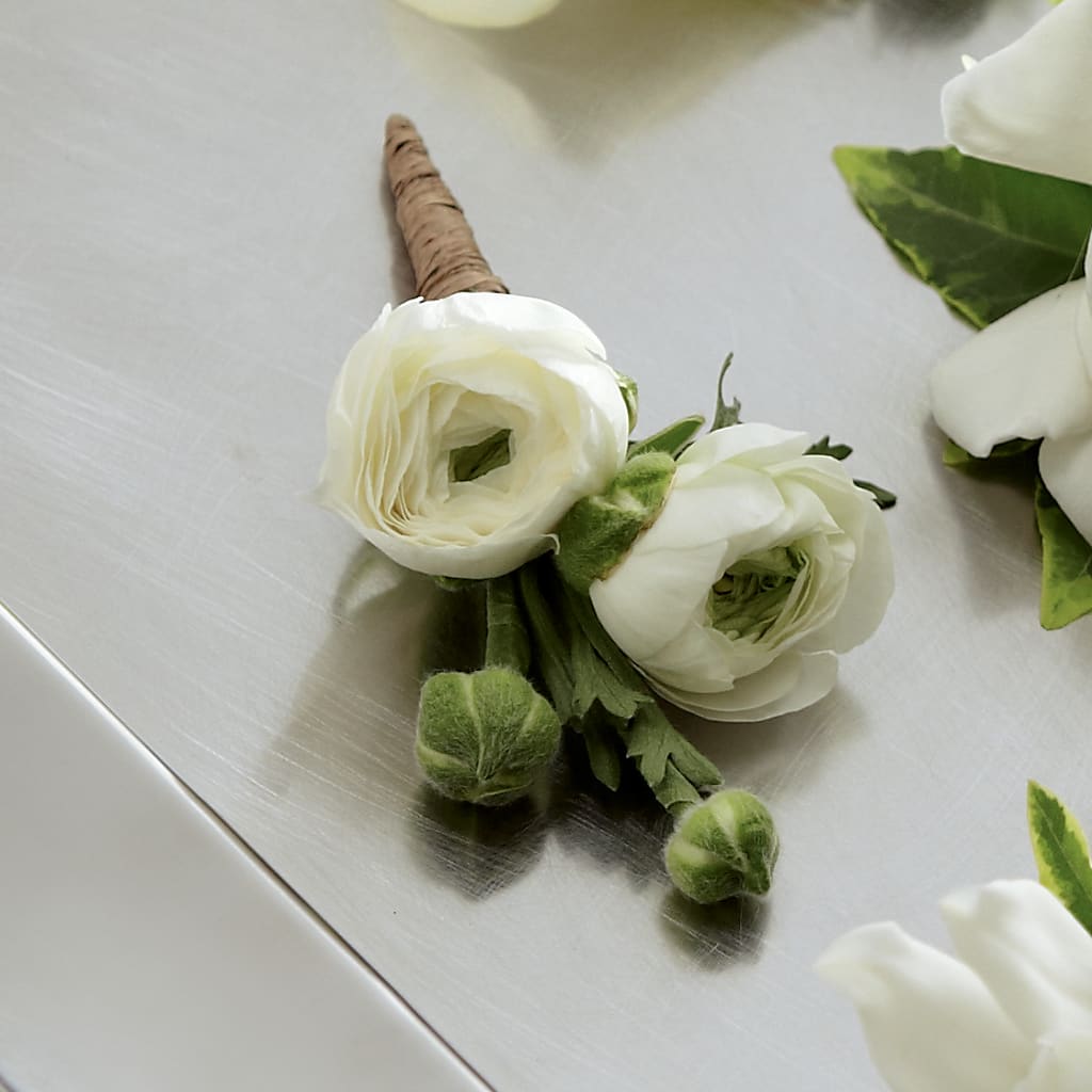 White Ranunculus Boutonniere – Hummelstown Flowers, Hummelstown PA