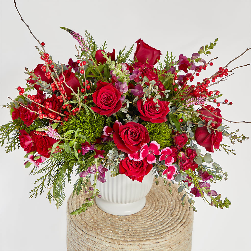Big Red Bow Bouquet –  Hummelstown Flowers, Hummelstown PA