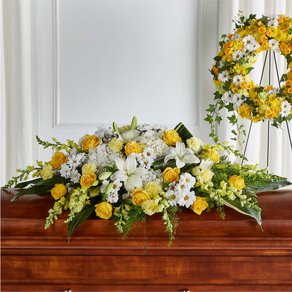 Golden Harmony Casket Spray –  Hummelstown Flowers, Hummelstown PA