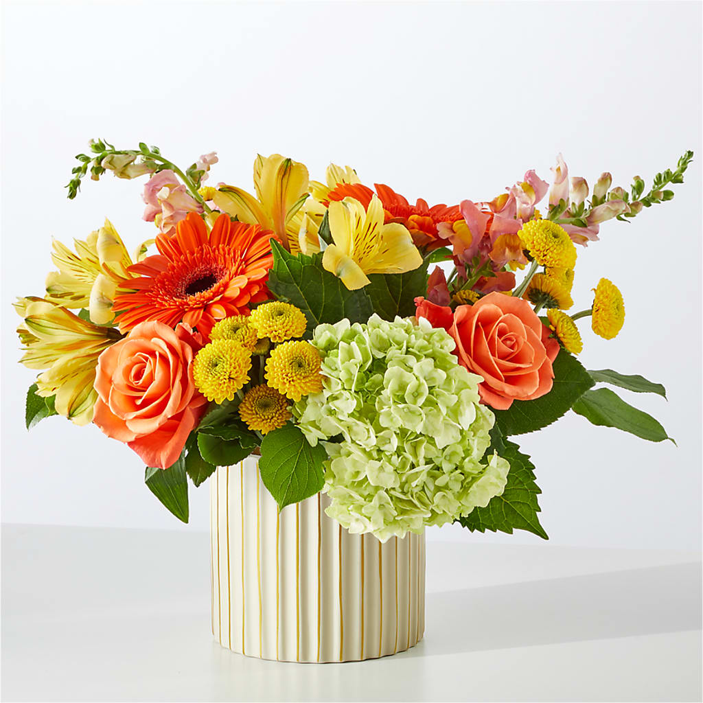 Autumn Sunshine Bouquet with Ivory Vase –  Hummelstown Flowers, Hummelstown PA