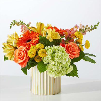 Autumn Sunshine Bouquet with Ivory Vase –  Hummelstown Flowers, Hummelstown PA
