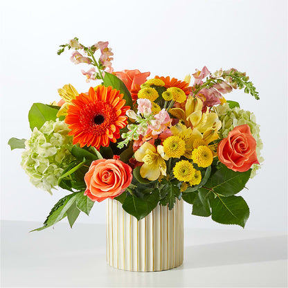 Autumn Sunshine Bouquet with Ivory Vase –  Hummelstown Flowers, Hummelstown PA