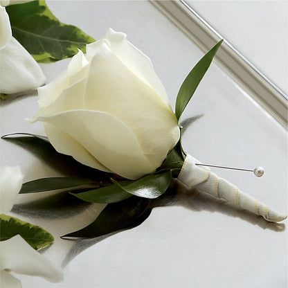 White Rose Boutonniere –  Hummelstown Flowers, Hummelstown PA